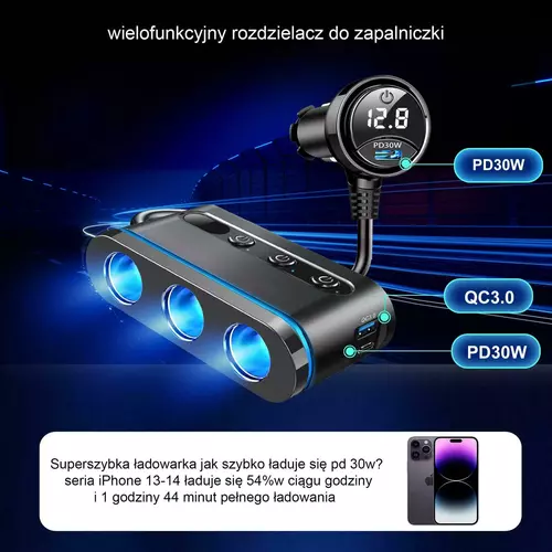 Rozdzielacz eXtremestyle 3x gniazdo +2x Typ-C + USB LS09 7
