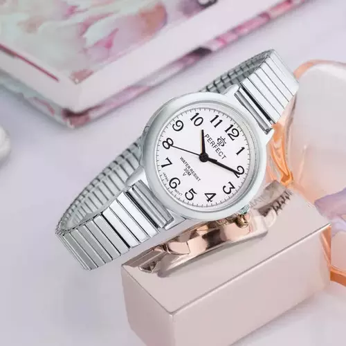 Zegarek PERFECT gumka damska silver XD283-02 tarcza silver 3