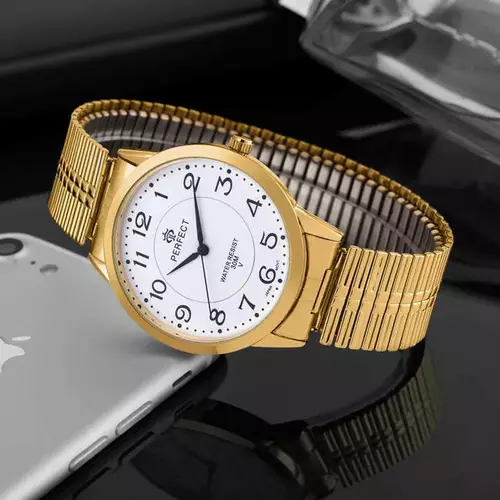 Zegarek Kwarcowy PERFECT X412-11 GOLD Gumka męska TARCZA BIAŁA 3