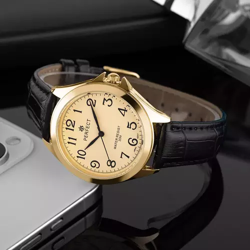 Zegarek PERFECT pasek męski XXL STD C412B-07 GOLD tarcza gold 3