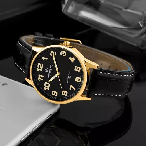 Zegarek Kwarcowy PERFECT pasek męski XXL STD C410N-11 GOLD 4