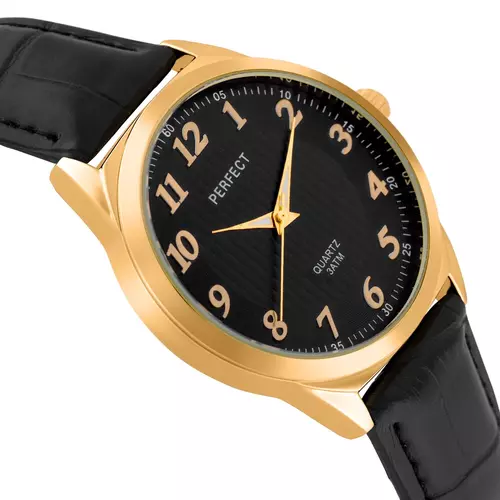 Zegarek Kwarcowy PERFECT C203-08 GOLD TARCZA CZARNA 3