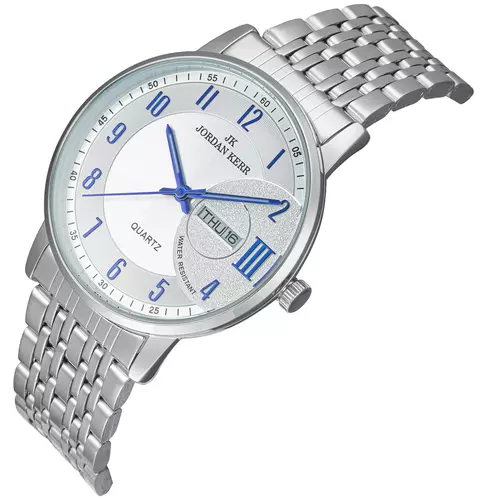 Zegarek JORDAN KERR L1069 IPS Srebrna Tarcza Niebieskie cyfry 3