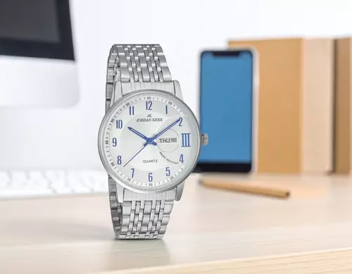 Zegarek JORDAN KERR L1069 IPS Srebrna Tarcza Niebieskie cyfry 5
