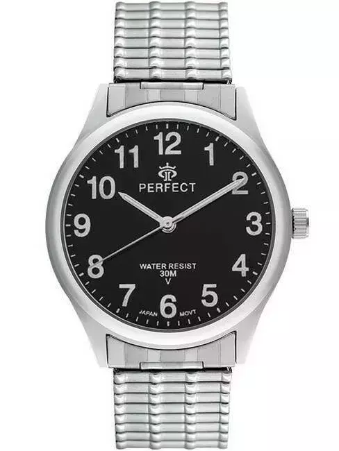Zegarek Kwarcowy PERFECT X281-03 Silver Gumka męska TARCZA CZARNA