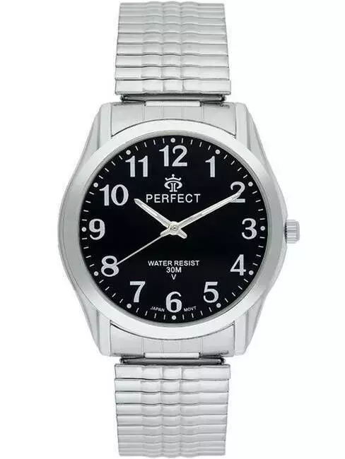 Zegarek Kwarcowy PERFECT X410-04 Silver Gumka  męska TARCZA CZARNA
