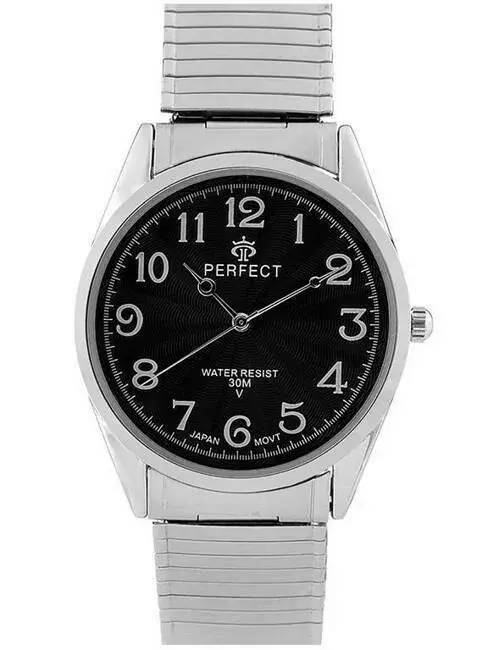 Zegarek Kwarcowy PERFECT X532-03 Silver Gumka męska TARCZA CZARNA