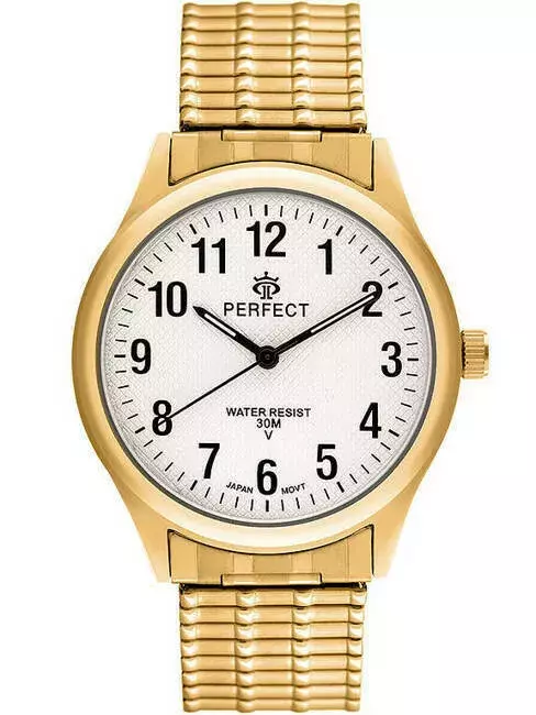 Zegarek Kwarcowy PERFECT X281-12 Gold Gumka męska TARCZA SILVER