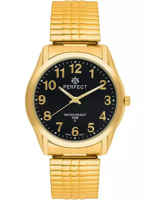 Zegarek Kwarcowy PERFECT X281-17 Gold Gumka męska TARCZA CZARNA