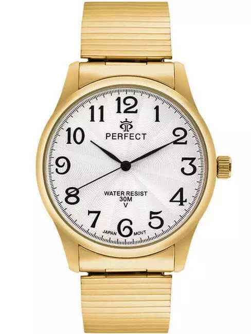 Zegarek Kwarcowy PERFECT XM421-12G Gold Gumka męska 