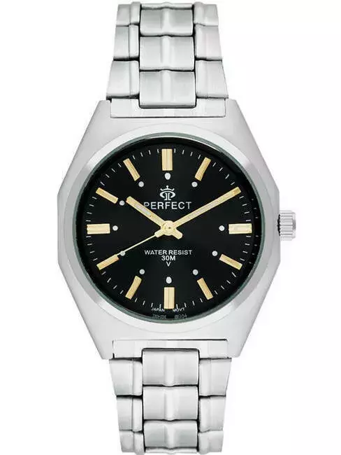 Zegarek Kwarcowy PERFECT P186-05 tarcza black index gold