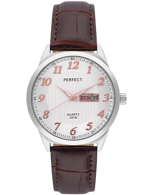 Zegarek Kwarcowy PERFECT C203B-04 PNP PASEK BRĄZOWY