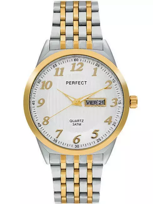 Zegarek Kwarcowy PERFECT B203-07 T/T tarcza silver cyfra gold