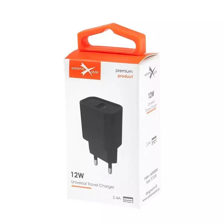 Ładowarka eXtremestyle sieciowa TC12UB USB 12W 2.4A czarna