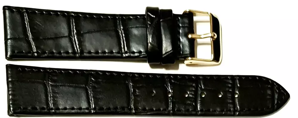 Pasek do zegarka skóra czarny  20mm bez nazwy klamra gold
