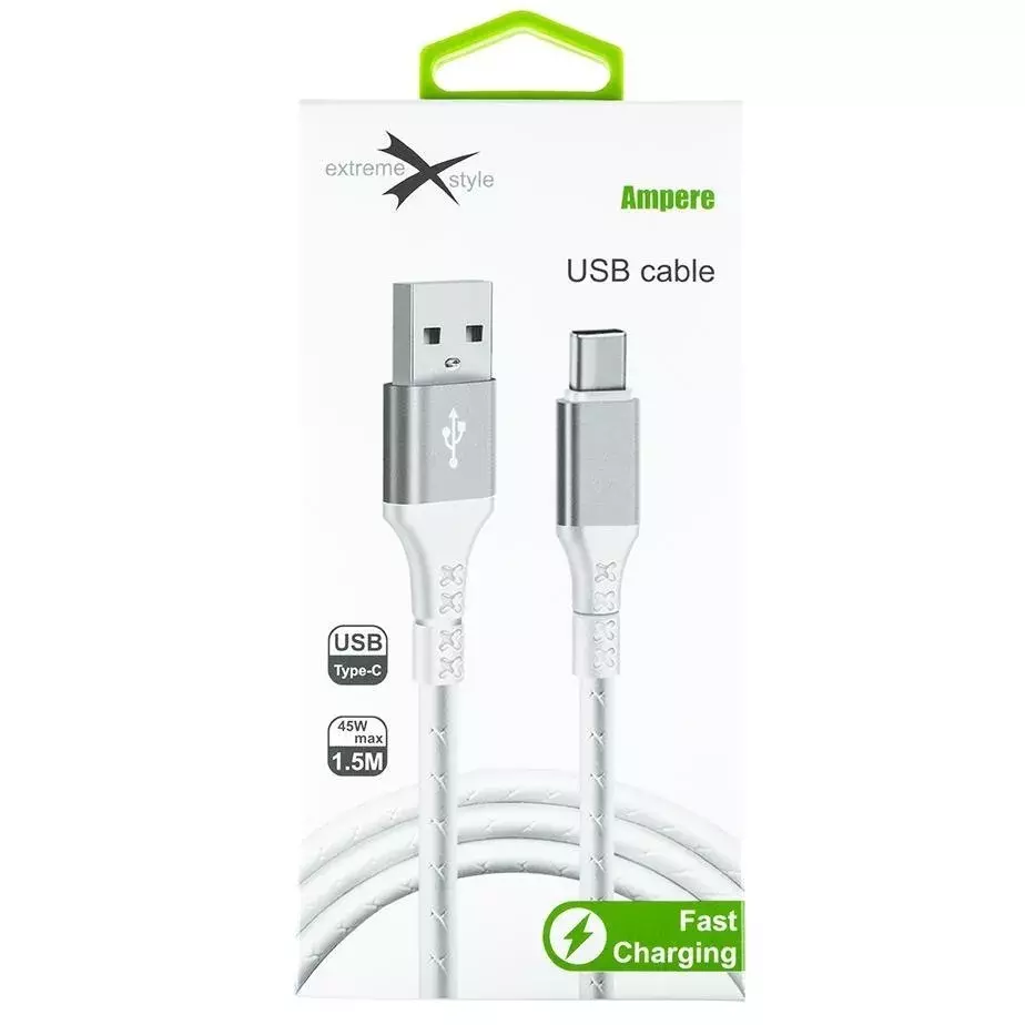 Kabel eXtremestyle Ampere USB Typ C 1,5m biały