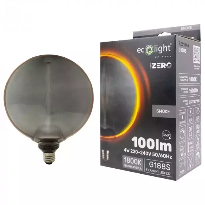 Żarówka LED Eco Light Zero W4 E27 SMOKE G188S SZ61044 100lumenów