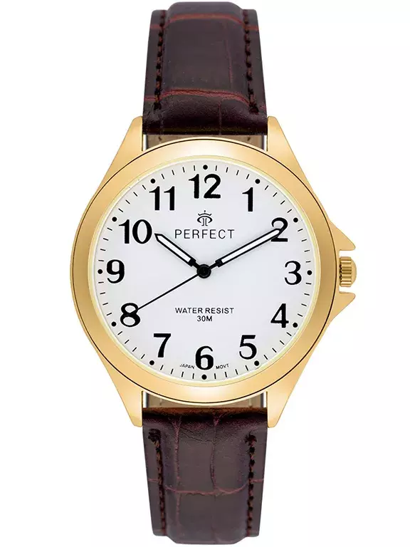 Zegarek PERFECT pasek męski XXL STD C412D-10 GOLD
