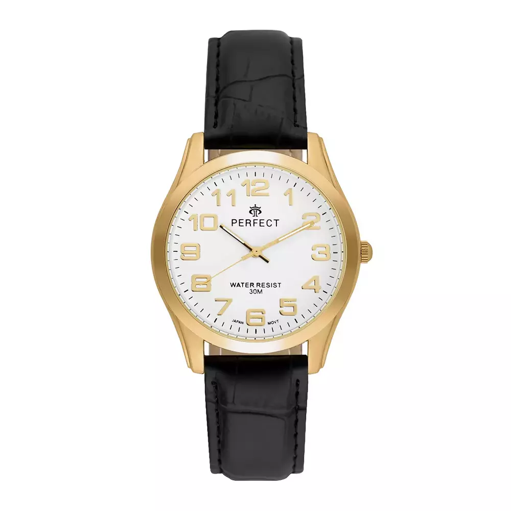 Zegarek PERFECT pasek męski XXL STD C407A-04 GOLD  TARCZA BIAŁA