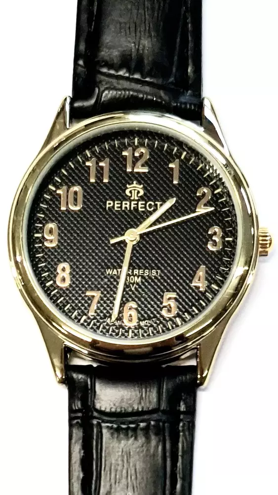 Zegarek PERFECT pasek męski XXL STD C281-08 GOLD pasek czarny tarcza czarna