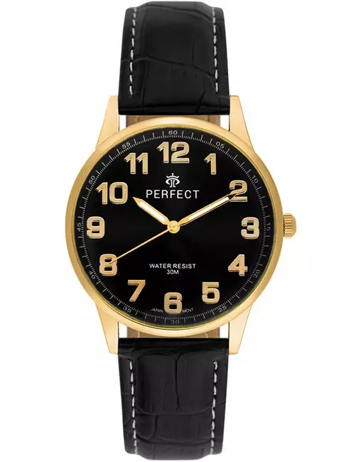 Zegarek Kwarcowy PERFECT pasek męski XXL STD C410N-11 GOLD