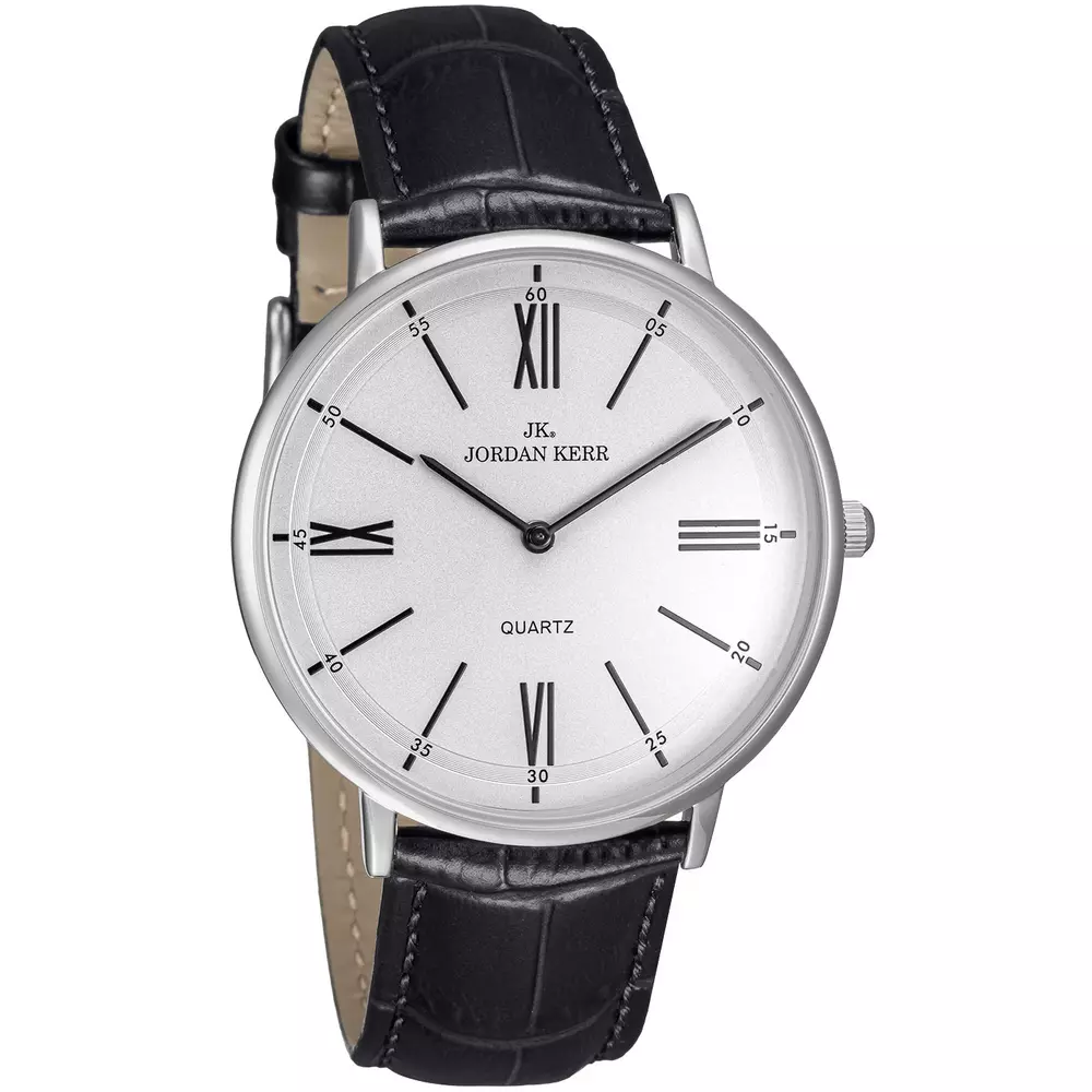 Zegarek JORDAN KERR P9008 IPS pasek czarny tarcza srebrna