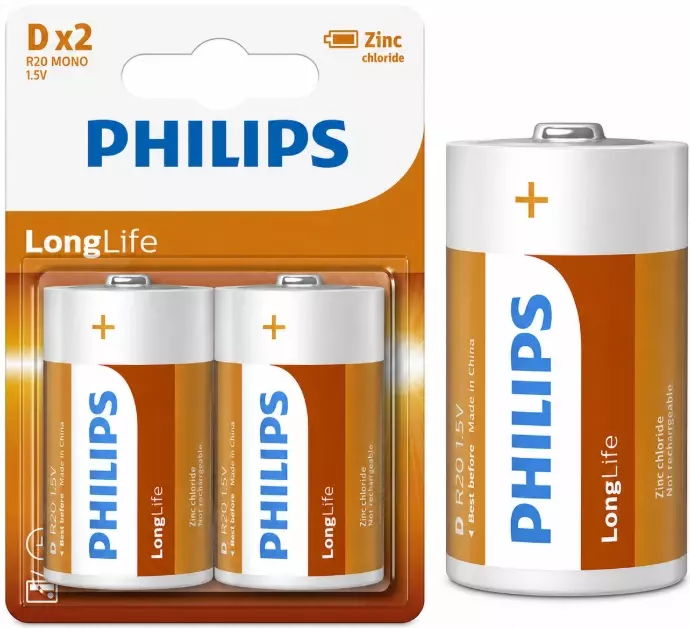 Bateria Philips R20 cynkowa B2 Longlife