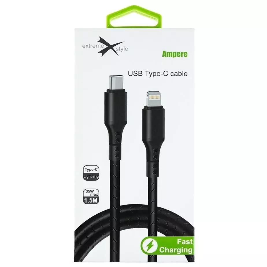 Kabel  eXtremestyle   Ampre Typ C Lightning 1.5m czarny