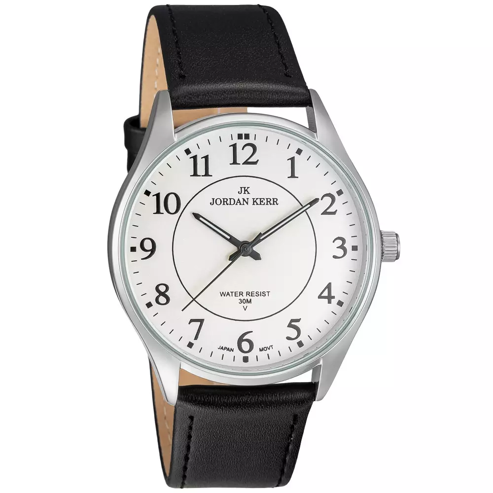 Zegarek JORDAN KERR LG004-05 IPS STANDARD pasek czarny tarcza srebrna