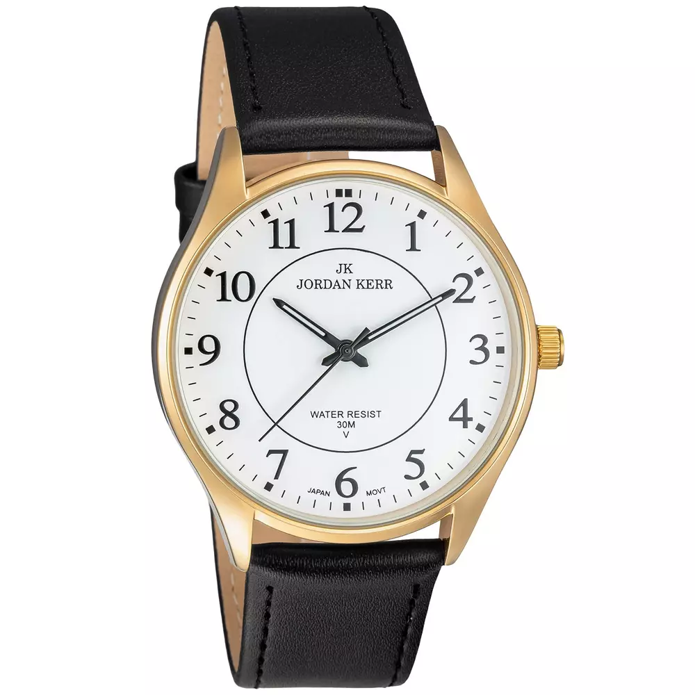 Zegarek JORDAN KERR LG004-08 IPG STANDARD pasek czarny tarcza biała