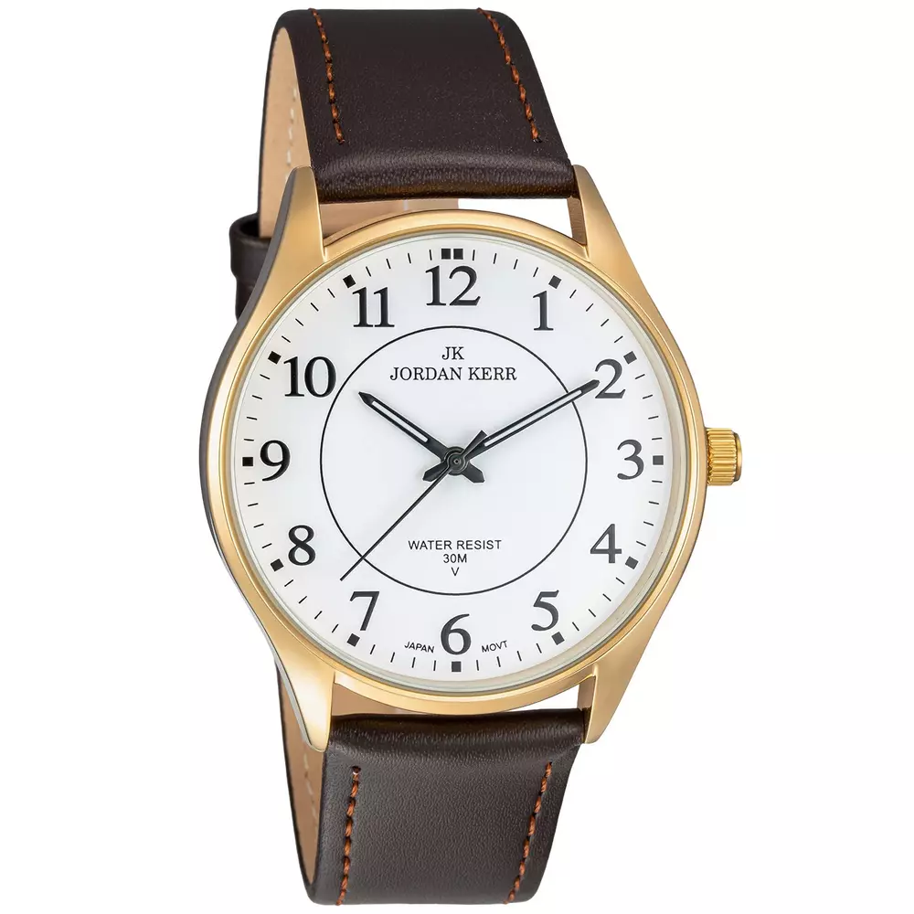 Zegarek JORDAN KERR LG004-09 IPG STANDARD pasek brązowy tarcza biała