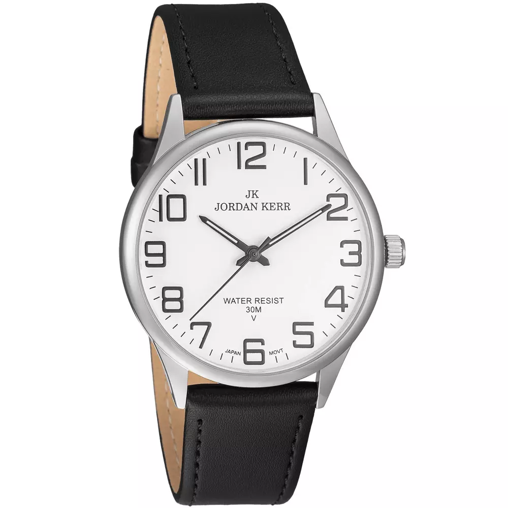 Zegarek JORDAN KERR LG006-03 IPS STANDARD pasek czarny tarcza biała