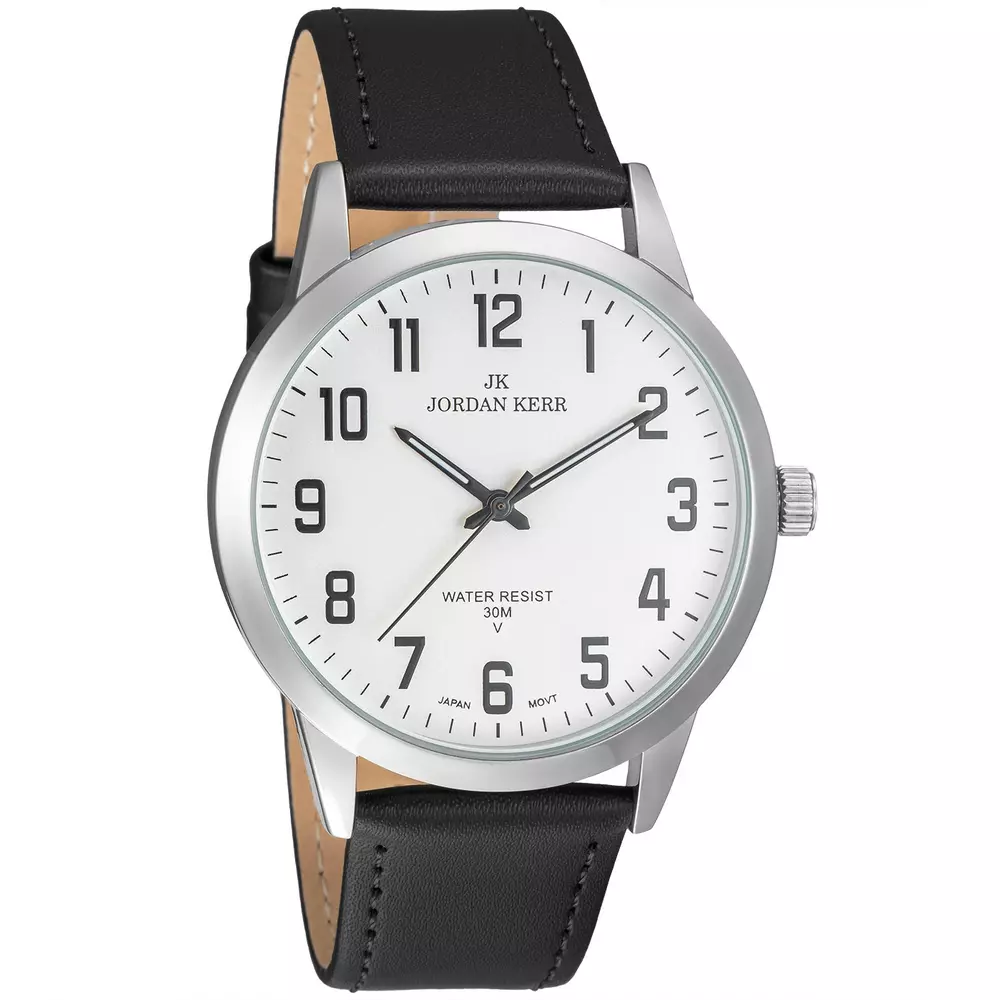 Zegarek JORDAN KERR LG008-05 IPS STANDARD pasek czarny tarcza silver