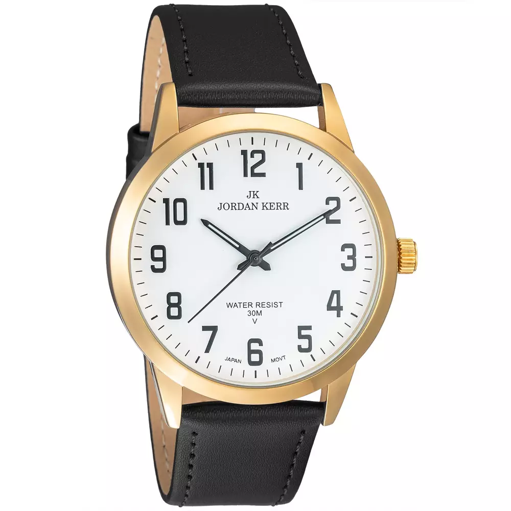 Zegarek JORDAN KERR LG008-08 IPG STANDARD pasek czarny tarcza biała