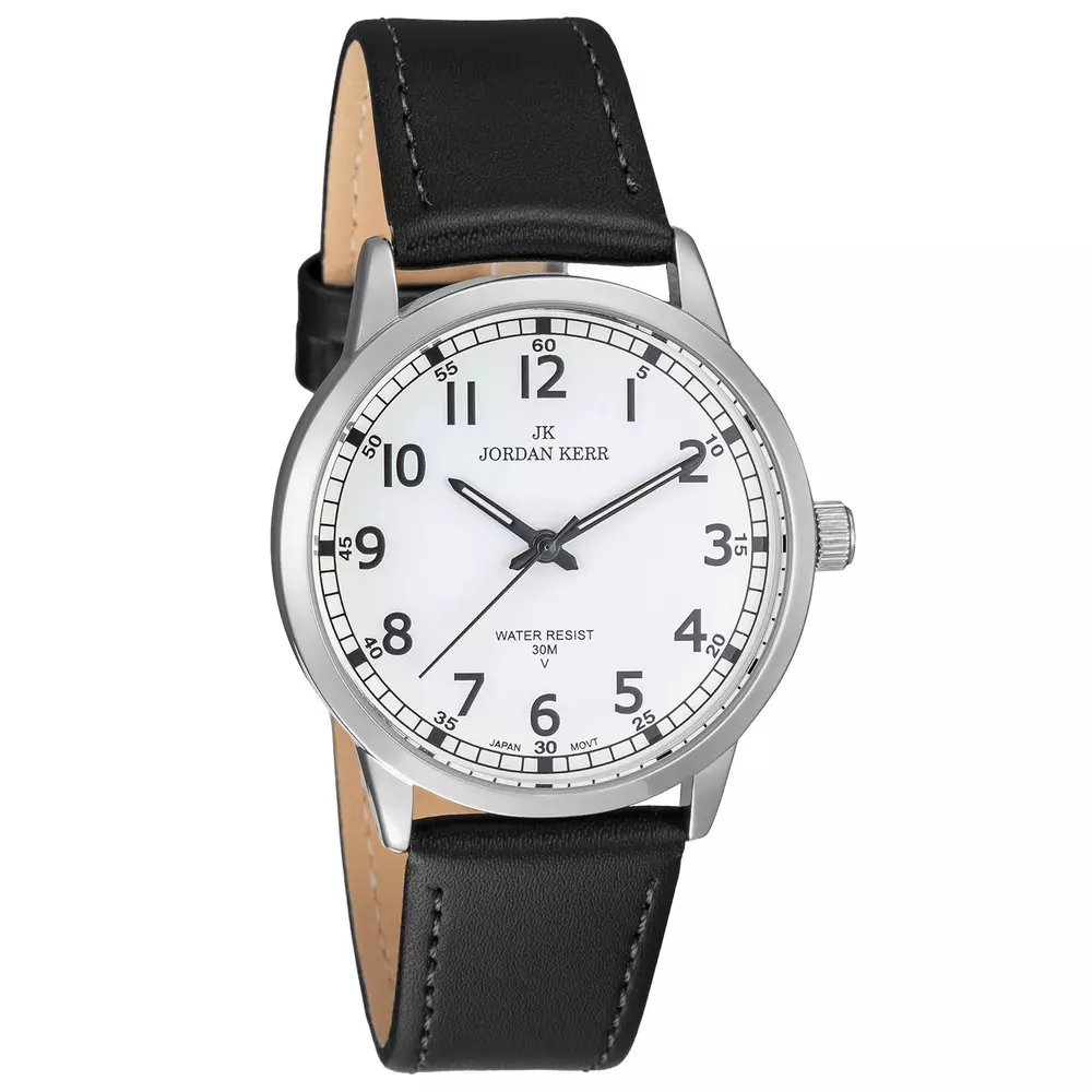 Zegarek JORDAN KERR LG009-03 IPS STANDARD pasek czarny tarcza biała