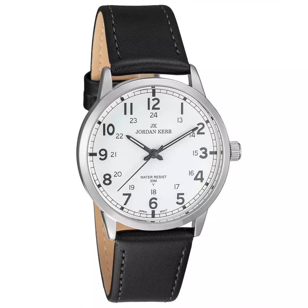 Zegarek JORDAN KERR LG010-03 IPS STANDARD pasek czarny tarcza biała