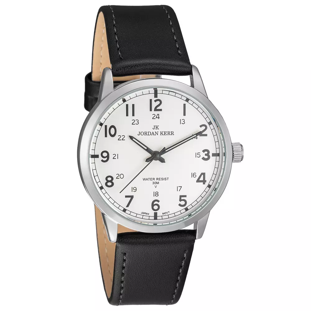 Zegarek JORDAN KERR LG010-05 IPS STANDARD pasek czarny tarcza srebrna