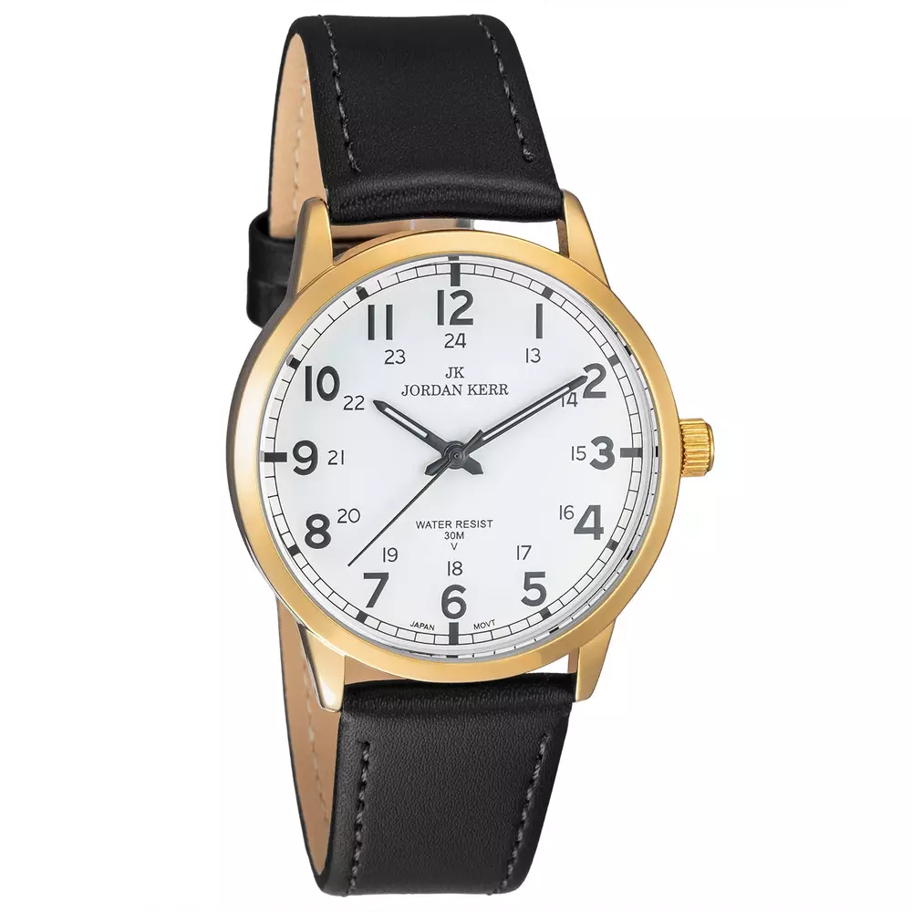 Zegarek JORDAN KERR LG010-08 IPG STANDARD pasek czarny tarcza biała