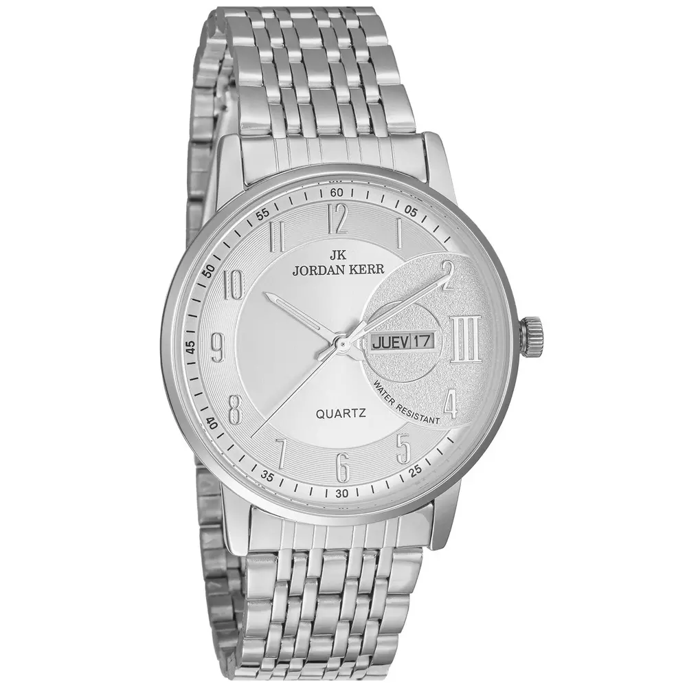 Zegarek JORDAN KERR L1069 IPS Srebrna Tarcza Srebrne cyfry