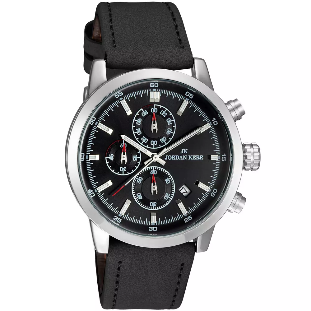 Zegarek JORDAN KERR L1076 IPS Czarna Tarcza Czarny pasek
