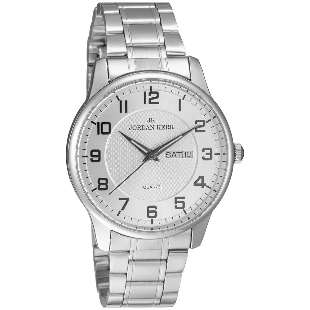 Zegarek JORDAN KERR L1078 IPS Srebrna Tarcza Czarne cyfry