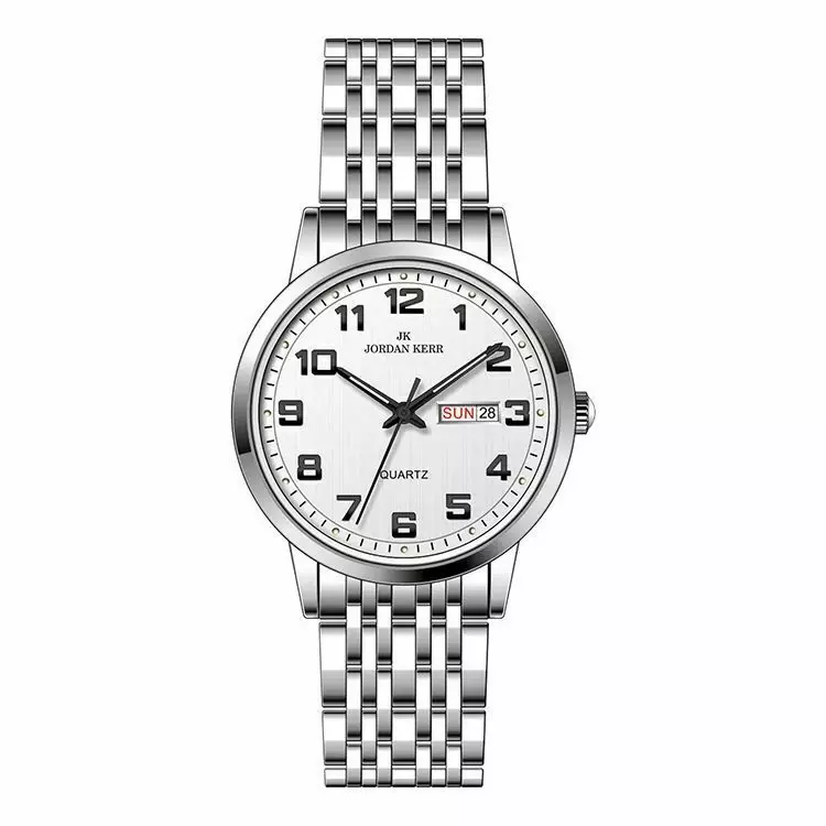 Zegarek JORDAN KERR L1079 IPS Srebrna Tarcza Czarne cyfry