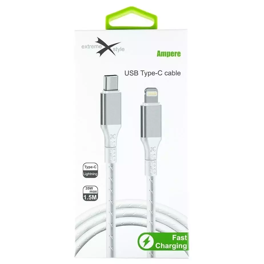 Kabel  eXtremestyle  Ampre Typ C lightning 1.5m biały