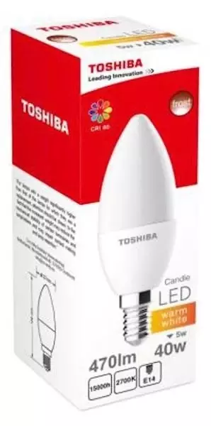 Żarówka LED TOSHIBA E14 5W 470l, WW 2700 C37 40W