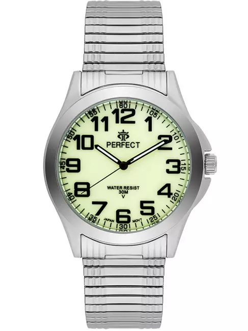 Zegarek Kwarcowy PERFECT X012-02 Silver Gumka męska TARCZA FLUORESCENCYJNA