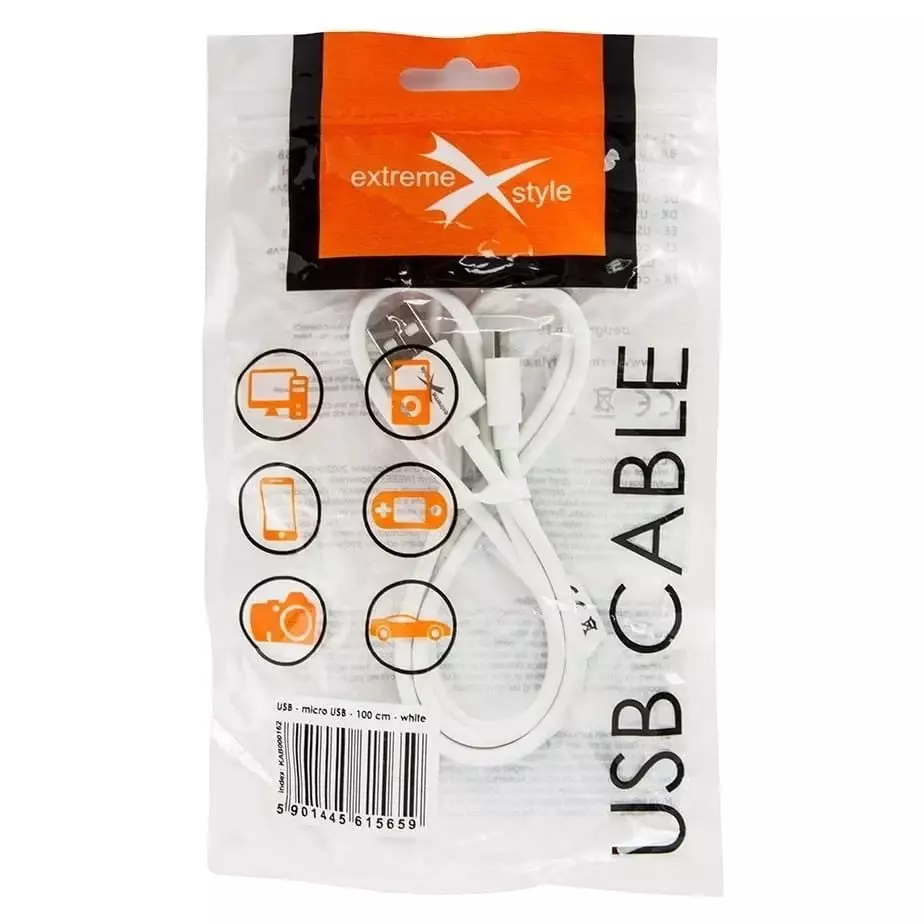 Kabel eXtremestyle micro USB biały 1m