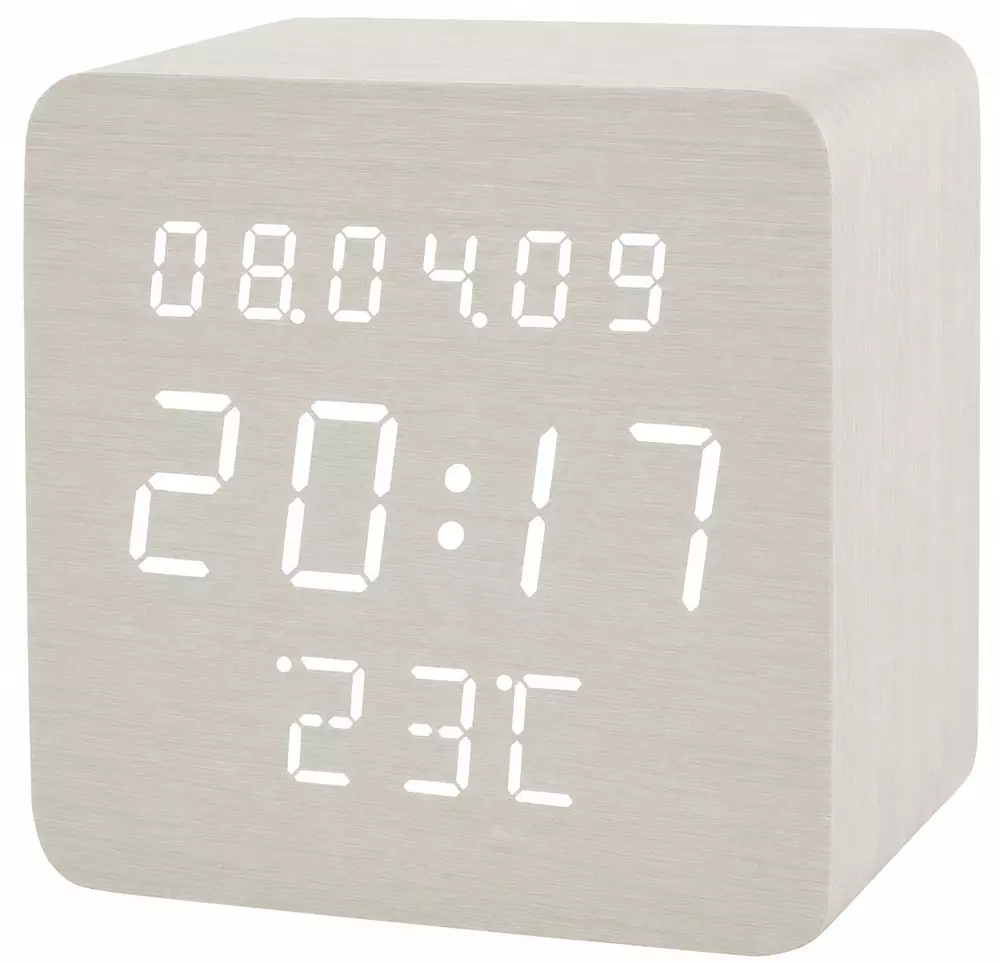 Budzik XONIX GHY-1310 biały z białym wyświetlaczem