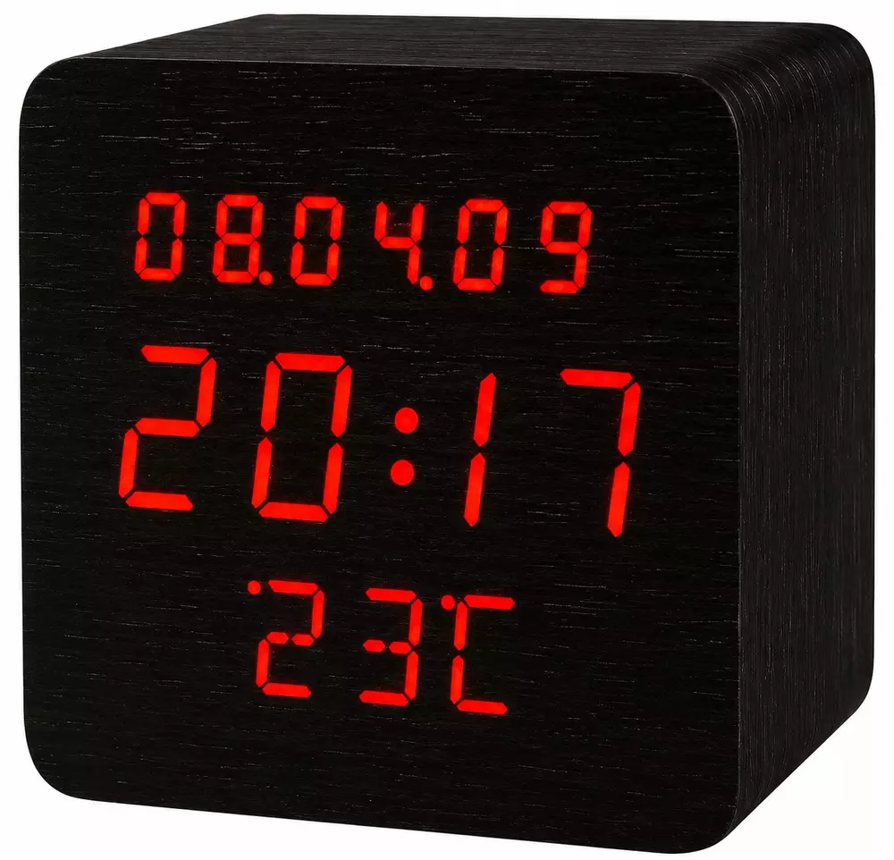 Budzik XONIX GHY-1310 czarny z czerwonym wyświetlaczem