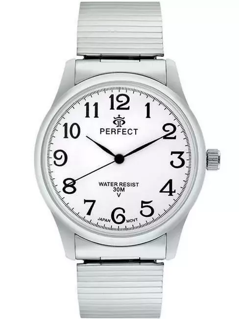 Zegarek Kwarcowy PERFECT XM421-01 Silver Gumka  męska TARCZA BIAŁA