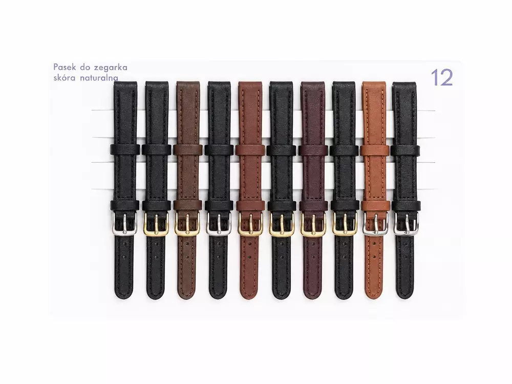 Pasek do zegarka rzemiosło HQ 22mm czarny/brąz 10szt standard 